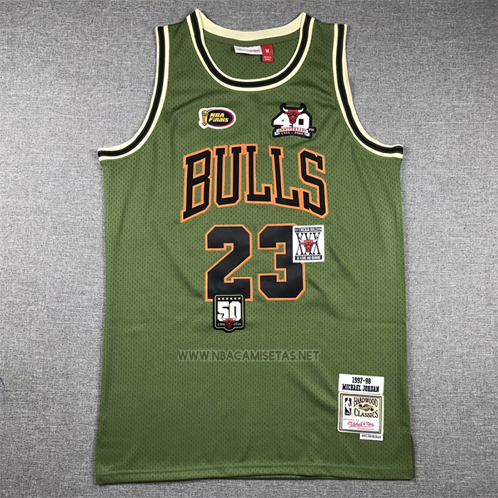 Camiseta Chicago Bulls Michael Jordan NO 23 Mitchell & Ness 1997-98 Verde